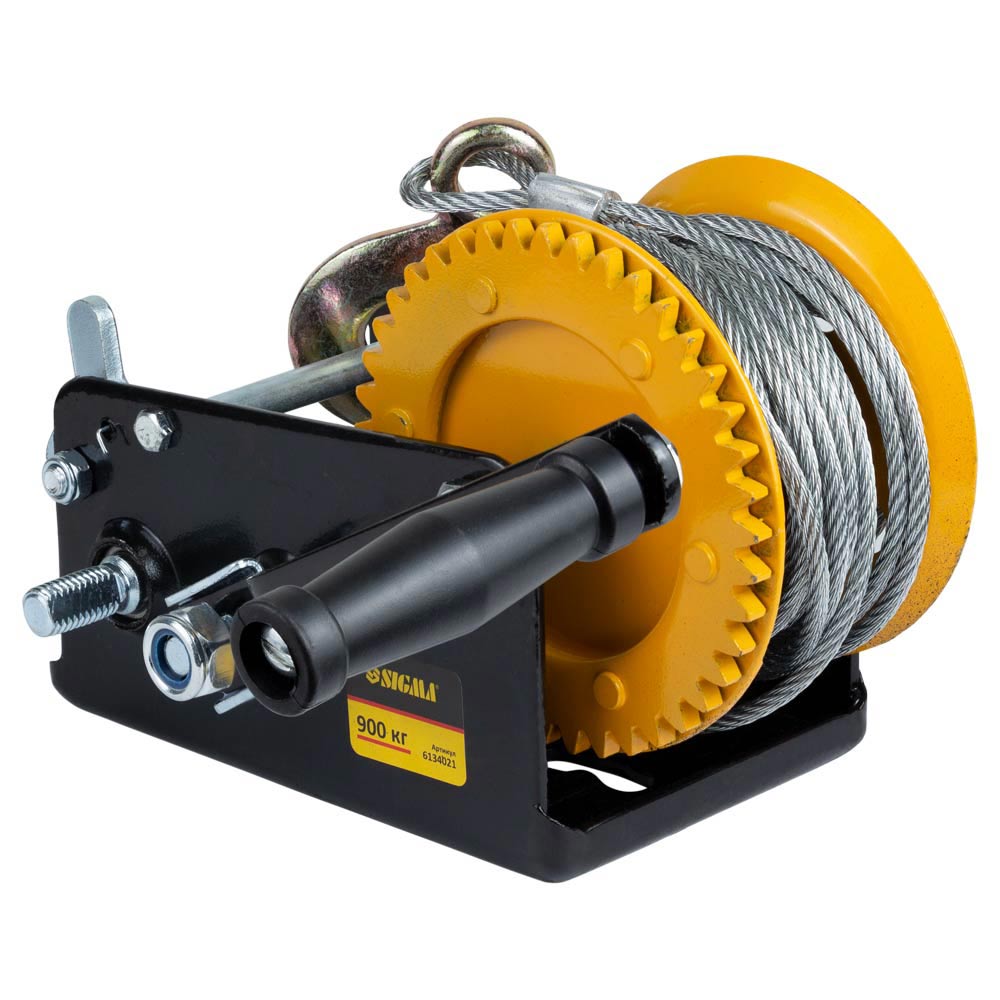 Лебедка ручная Sigma барабанная стальной трос 10 м х 5 мм, 900 кг