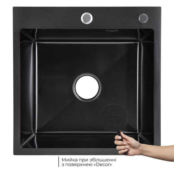 Мойка для кухни интегрированная Lidz Handmade H5050HB Decor Black PVD Honeycomb 2,5/0,5 мм (LDH5050BDECPVD48369)