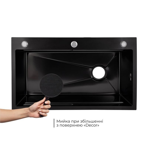 Мойка для кухни интегрированная Lidz Handmade H7545B Decor Black PVD Honeycomb 3,0/1,0 мм (LDH7545BDECPVD48373)