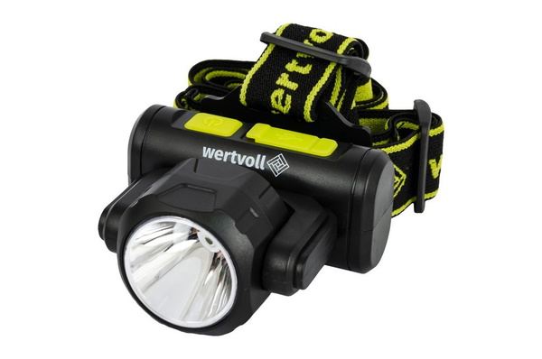 Фонарь налобный двухсторонний Wertvoll 4 режима СREE LED/COB LED IP44 Li-ion 1200 mAh/t 8000 K/130 lum ABS RX-8012