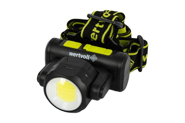 Фонарь налобный двухсторонний Wertvoll 4 режима СREE LED/COB LED IP44 Li-ion 1200 mAh/t 8000 K/130 lum ABS RX-8012
