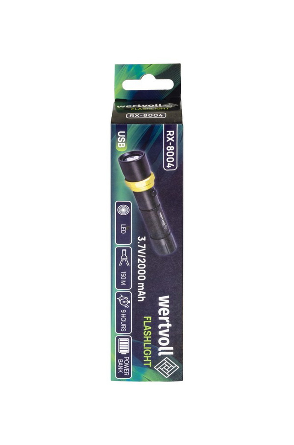 Ліхтар Wertvoll 3 режими LED IP44 Li-ion 2000 mAh/t 7000 K/240 lum powerbank AL RX-8004