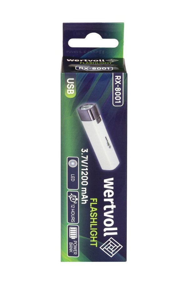 Ліхтар Wertvoll 3 режими LED Li-ion 1200 mAh/t 7000 K/80 lum powerbank ABS RX-8001