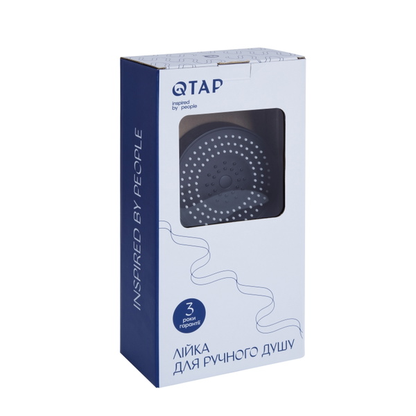 Лійка для ручного душу Qtap Rucni D 130 мм округла Black Matt (QTRUC125BLM45951)