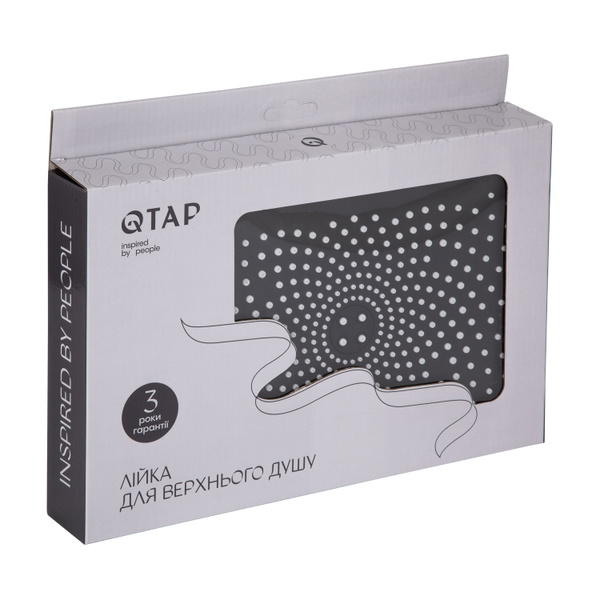 Лійка для верхнього душу Qtap Hlavova 260x180 мм прямокутна Chrome/Black (QTHLA107CRM45784)