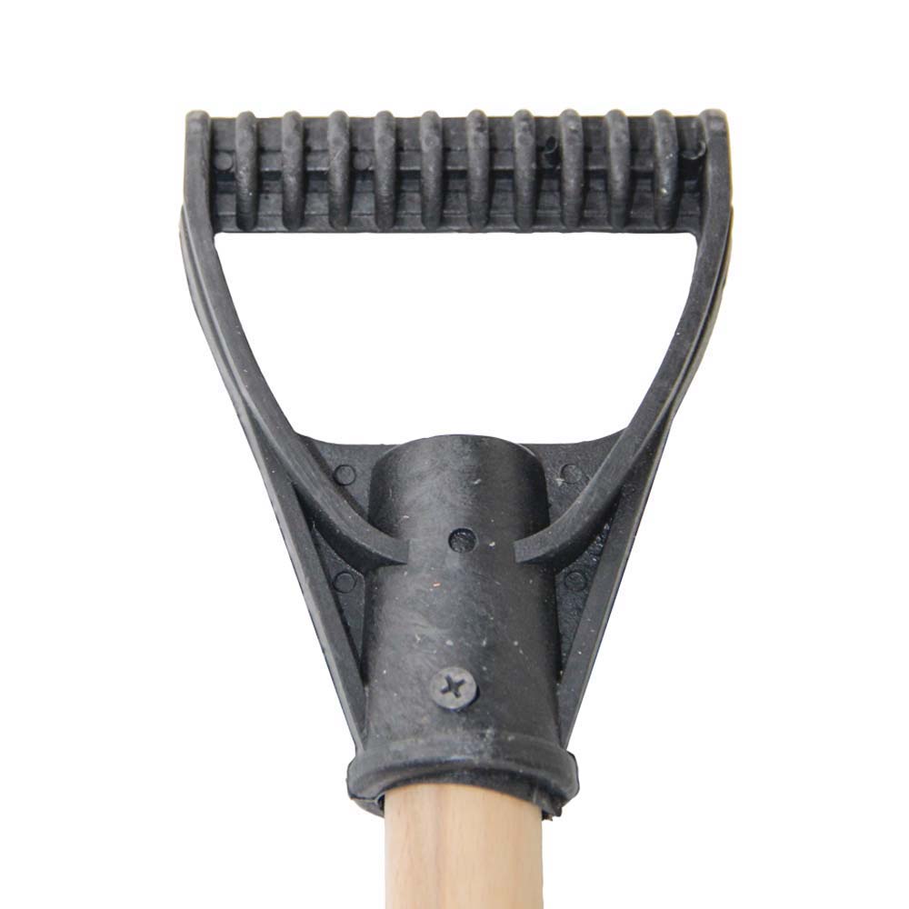 Лопата Grad для снега/зерна пластиковая с оцинкованной планкой Standard 395 х 395 мм с деревянным черенком (черная)