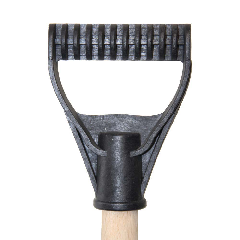 Лопата Grad для снега/зерна пластиковая с оцинкованной планкой Standard 490 х 495 мм с деревянным черенком (черная)