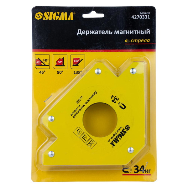 Магнит для сварки Sigma стрела 34 кг 110 х 110 мм (45,90,135°)