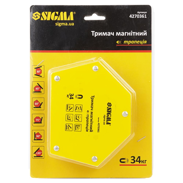 Магнит для сварки Sigma трапеция 11 кг 78 х 32 х 47 х 28.5 мм (30,45,60,90,75,135°)