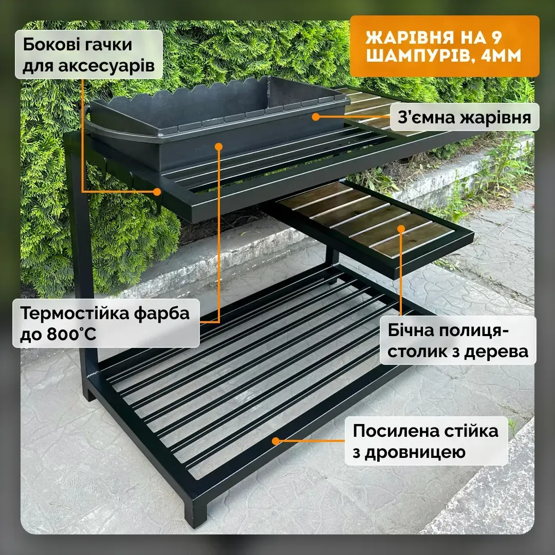 Мангал Mzavod Одін на 9 шампурів 4 мм в стилі LOFT