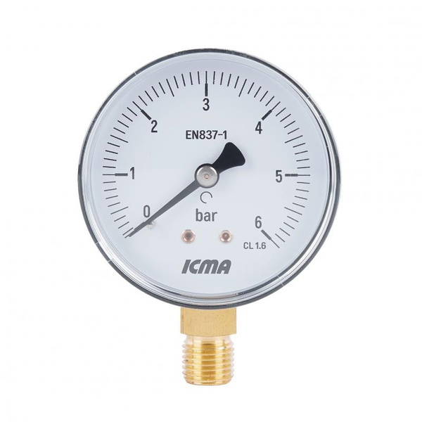 Манометр Icma 1/4" 0-10 бар, нижнее подключение (№244)