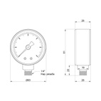 Манометр Icma 1/4" 0-10 бар, нижнее подключение (№244)