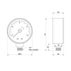 Манометр Icma 1/4" 0-4 бар, нижнее подключение (№244)