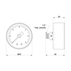 Манометр Icma 1/4" 0-6 бар, заднее подключение (№243)