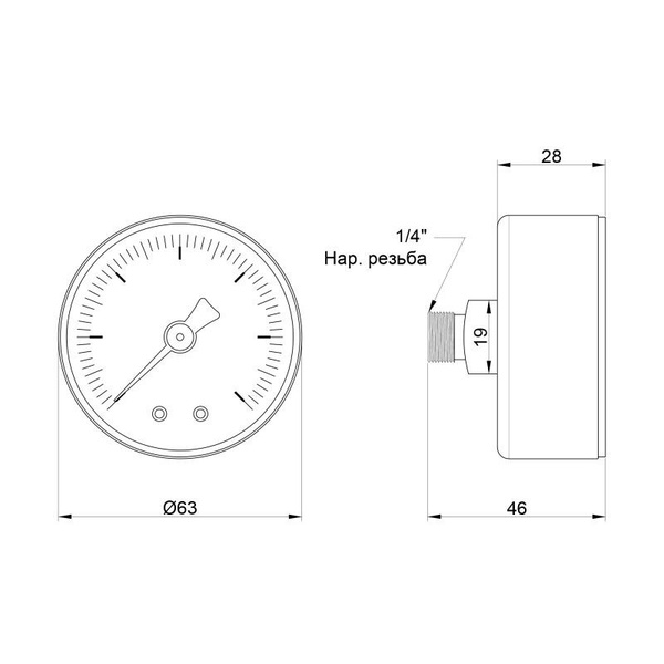 Манометр Icma 1/4" 0-6 бар, заднее подключение (№243)