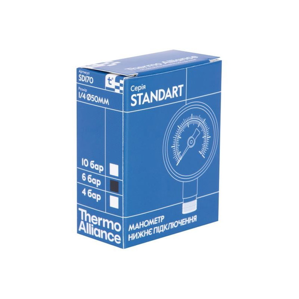 Манометр Thermo Alliance Standart 50 мм 1/4", нижнее подключение (SD1706B)