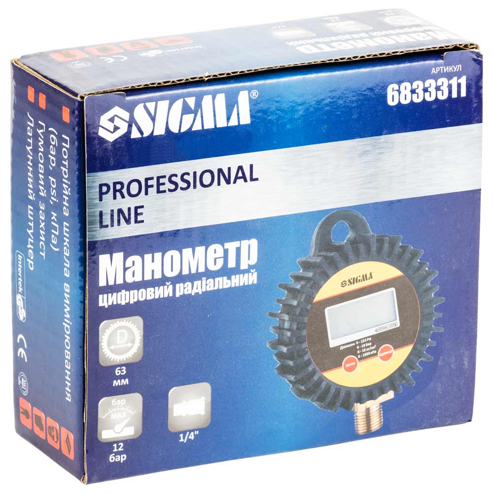 Манометр цифровой Sigma радиальный Ø62 мм, G1/4