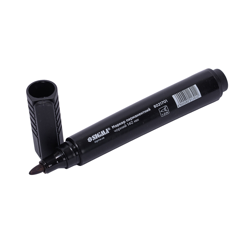 Маркер перманентний Sigma чорний конусоподібний 1-2 мм довжина 140 мм