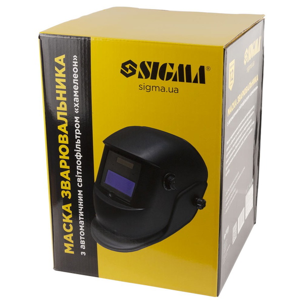 Маска сварщика Sigma с автоматическим светофильтром "хамелеон" 4/9-13 DIN 90 х 35 мм 2 датчика 1 регулировка