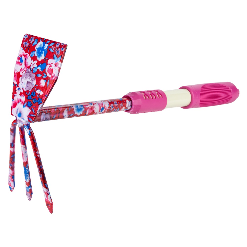 Мотика Flora комбінована плоска + 3-х зуба (TPR) pink