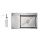 Мойка для кухни интегрированная Lidz Handmade Max 500 H7849L Brushed Steel, 3,0/1,0 мм, крыло слева, увеличенная чаша (LDH7849LBRU49463)