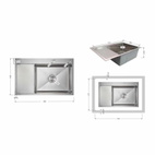 Мойка для кухни интегрированная Lidz Handmade Max 500 H7849L Brushed Steel, 3,0/1,0 мм, крыло слева, увеличенная чаша (LDH7849LBRU49463)