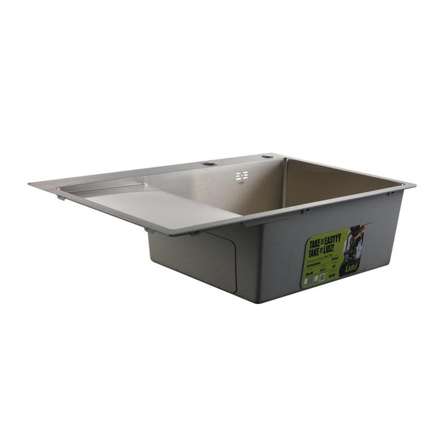 Мойка для кухни интегрированная Lidz Handmade Max 500 H7849L Brushed Steel, 3,0/1,0 мм, крыло слева, увеличенная чаша (LDH7849LBRU49463)