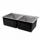 Мойка для кухни с двумя чашами интегрированная Lidz Handmade H7843 Brushed Steel 3,0/1,0 мм (LDH7843BRU35387)