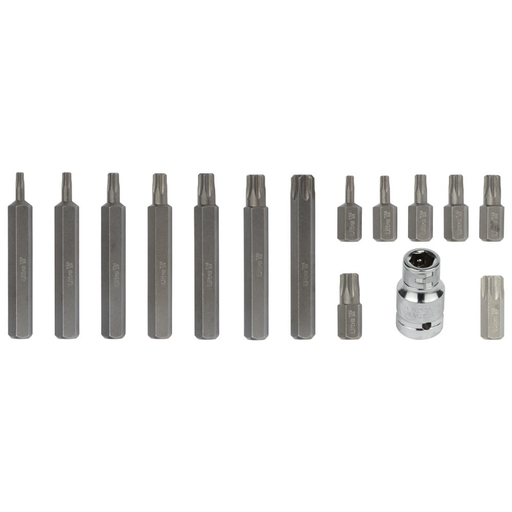 Набір біт Ultra Torx S2 10 мм 15 шт (металевий кейс)