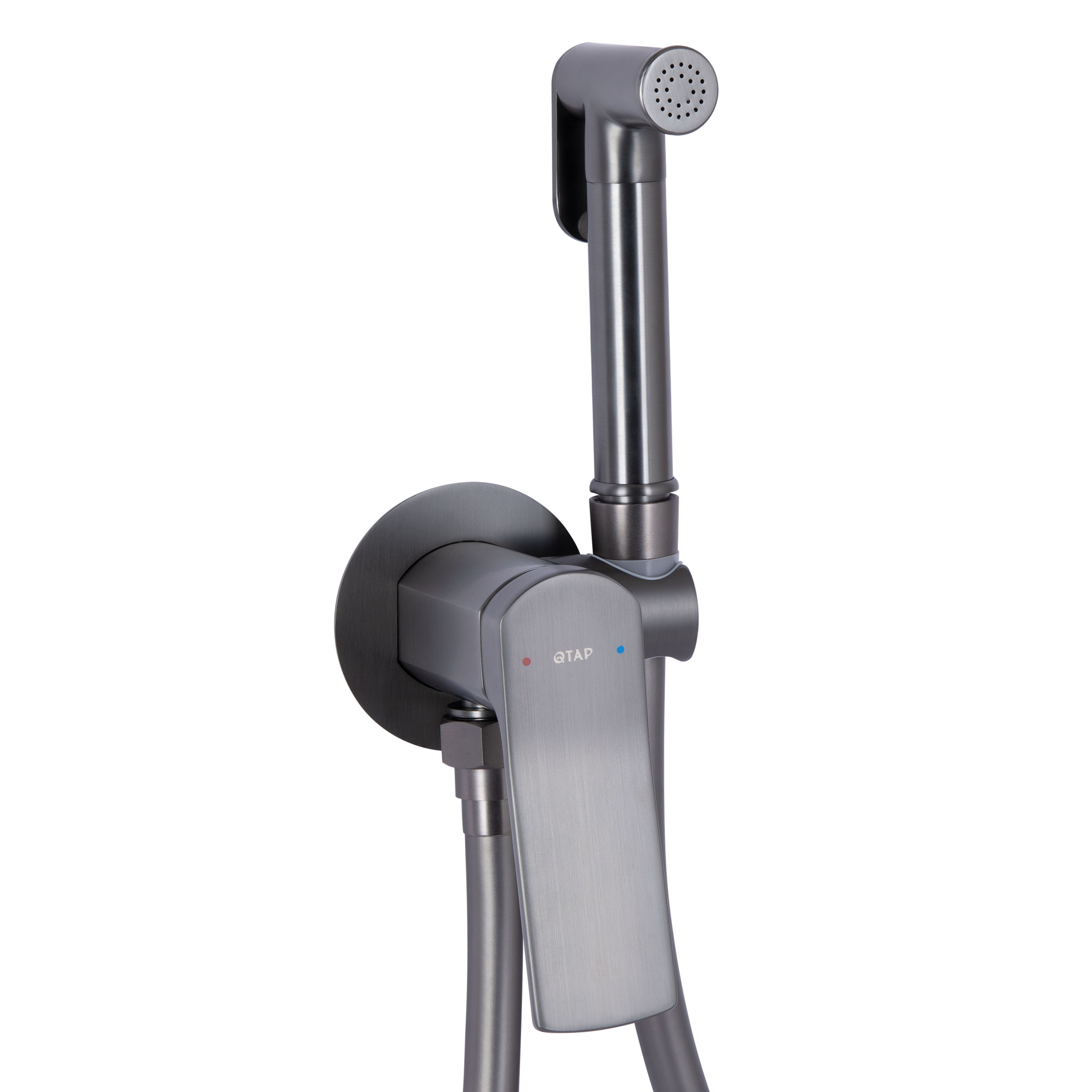 Набір для гігієнічного душу Qtap Slavonice округлий Gunmetal Black PVD (QTSLA262GMB45916)