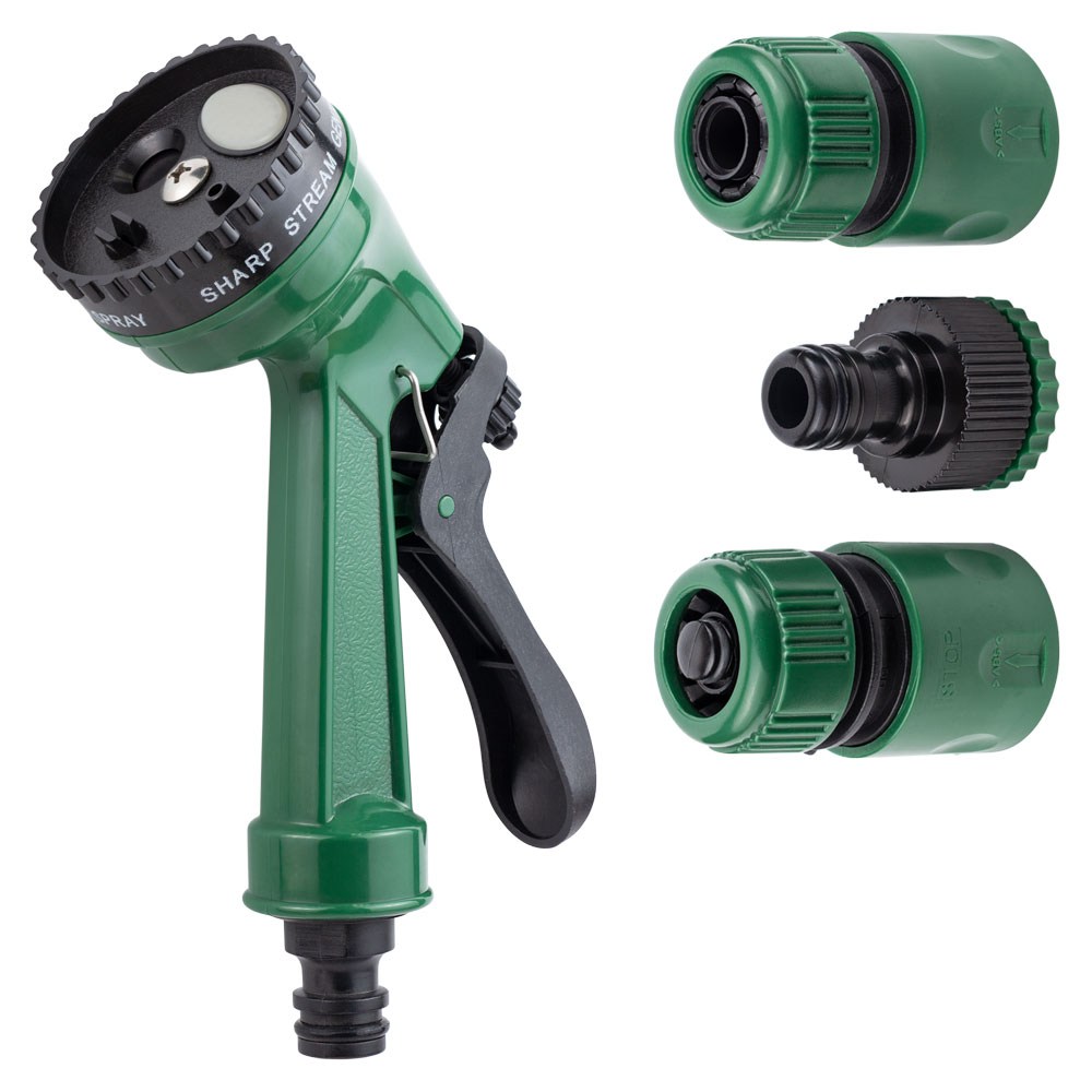 Набір для поливу Grad пістолет-розпилювач 4 режими, 2 конектори 1/2" + адаптер 1/2-3/4" (ABS)