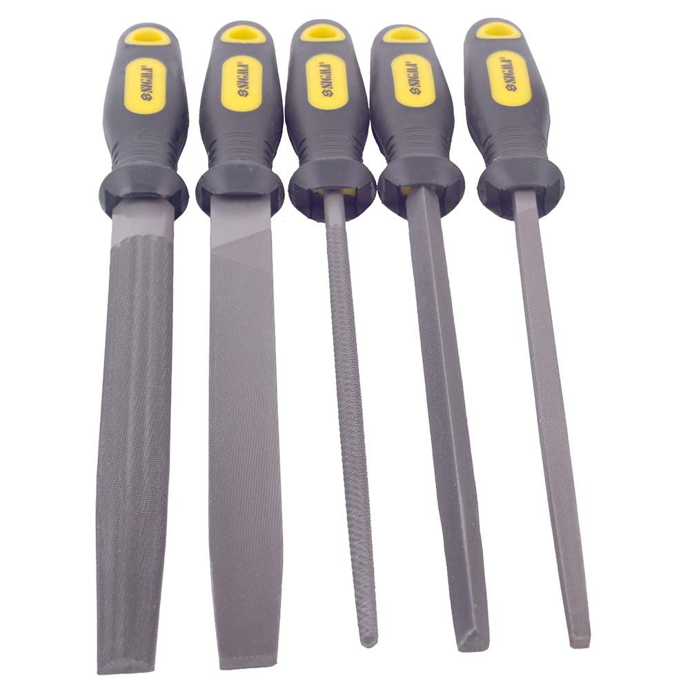 Набор напильников Sigma 5 шт 200 мм №2 двухкомпонентная рукоятка (плоский, треугольный, полукруглый, круглый, квадратный)