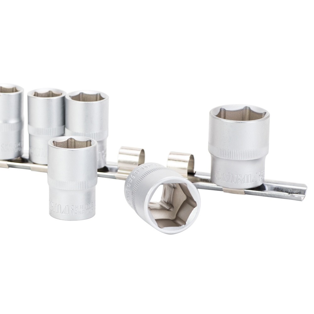 Набор насадок шестигранных Sigma CrV 1/2" на планке 10 шт