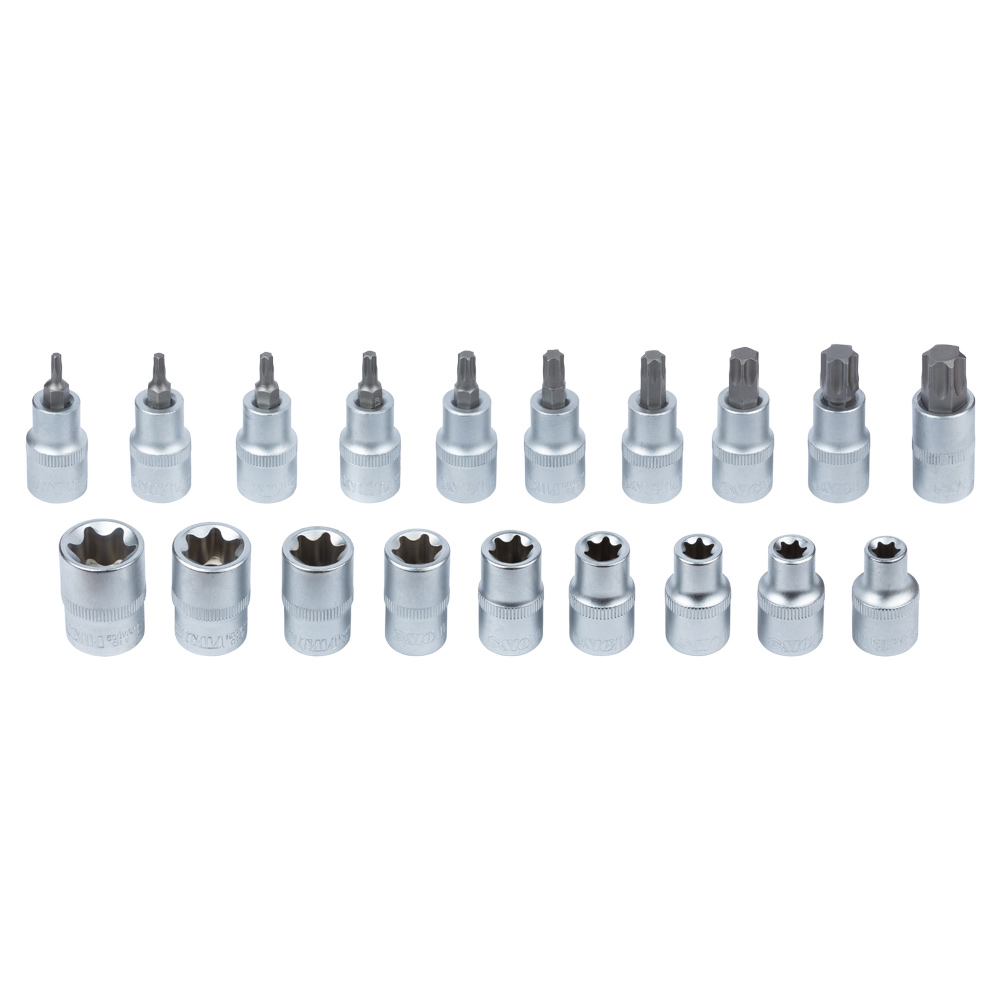 Набор насадок Sigma CrV и биты с насадками Torx 1/2" 19 шт (метал. кейс)