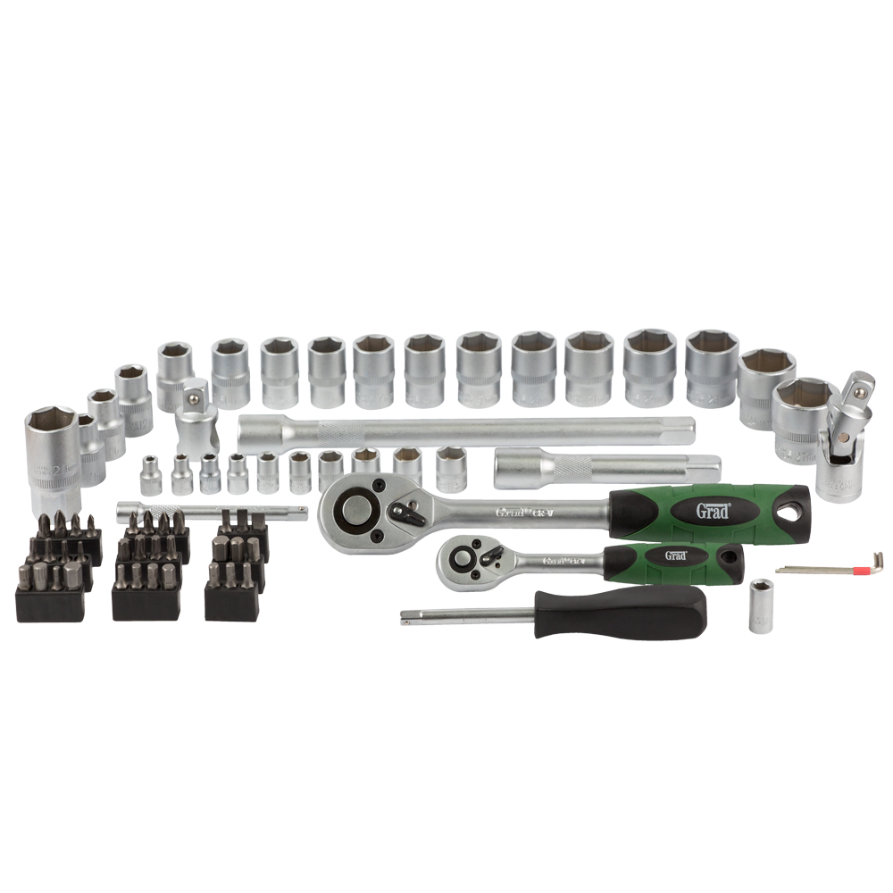 Набор насадок торцевых и биты Grad 1/4", 1/2" 72 шт