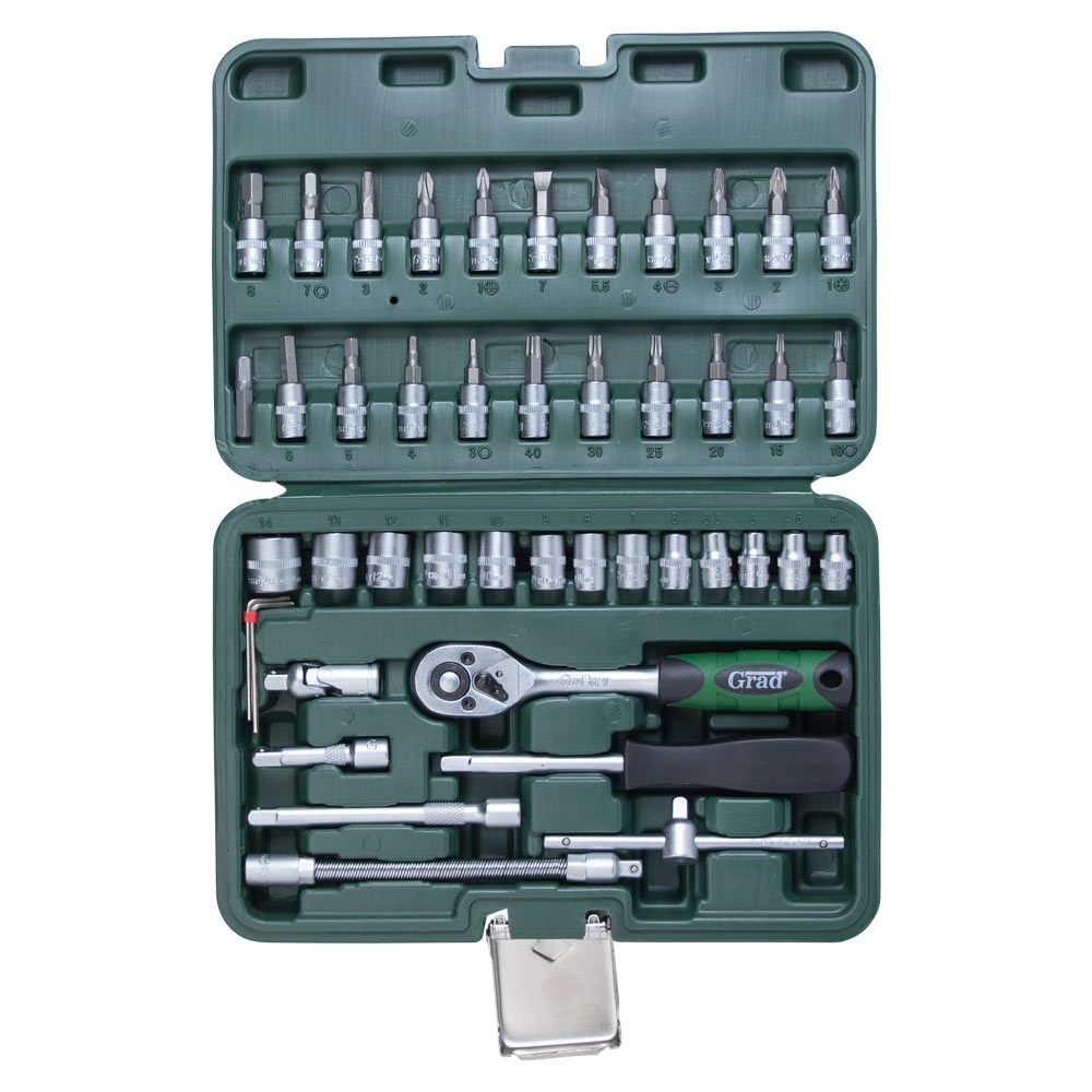 Набір насадок торцевих і біти Grad 1/4" 46 шт