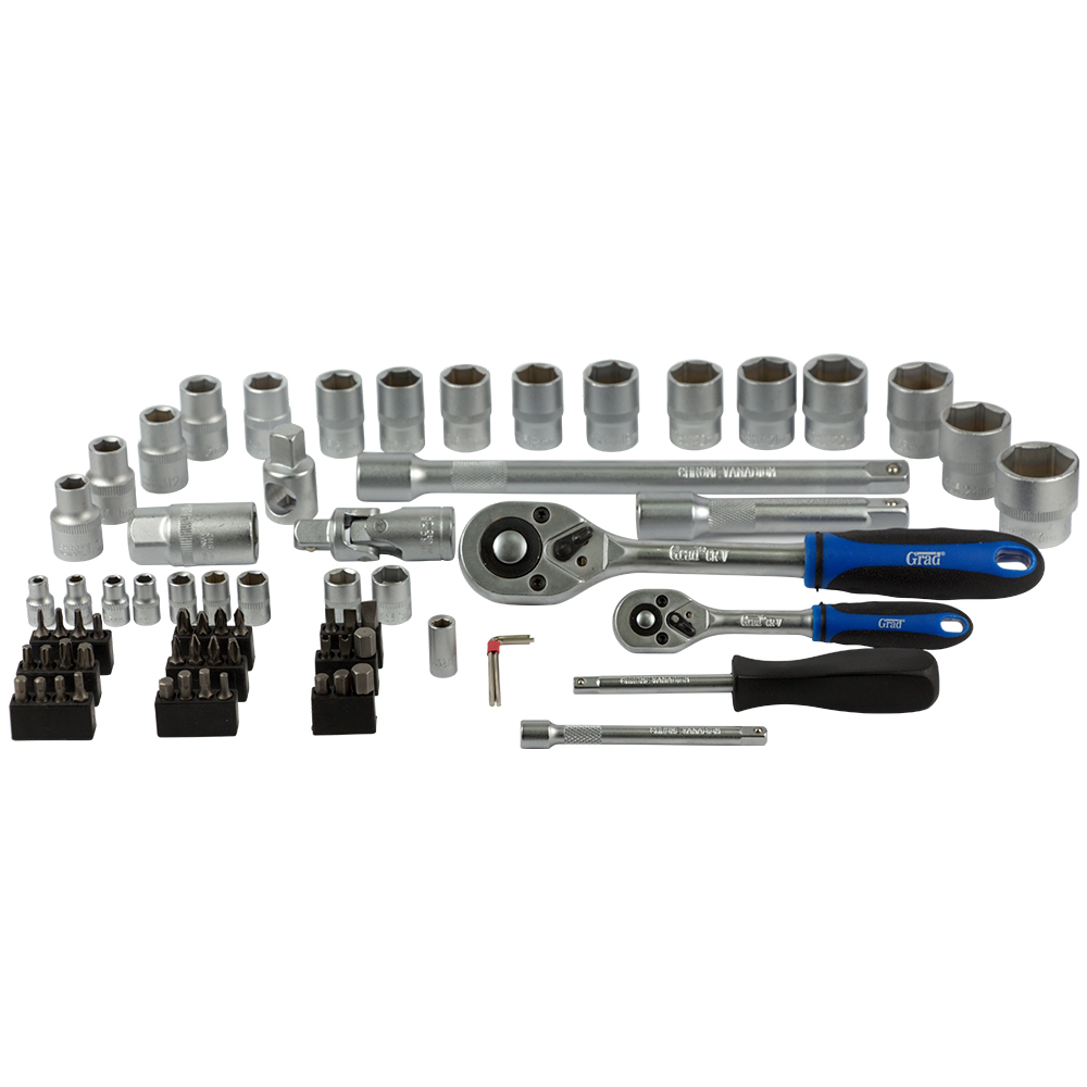 Набор насадок торцевых и биты Grad Start 1/4", 1/2" 72 шт