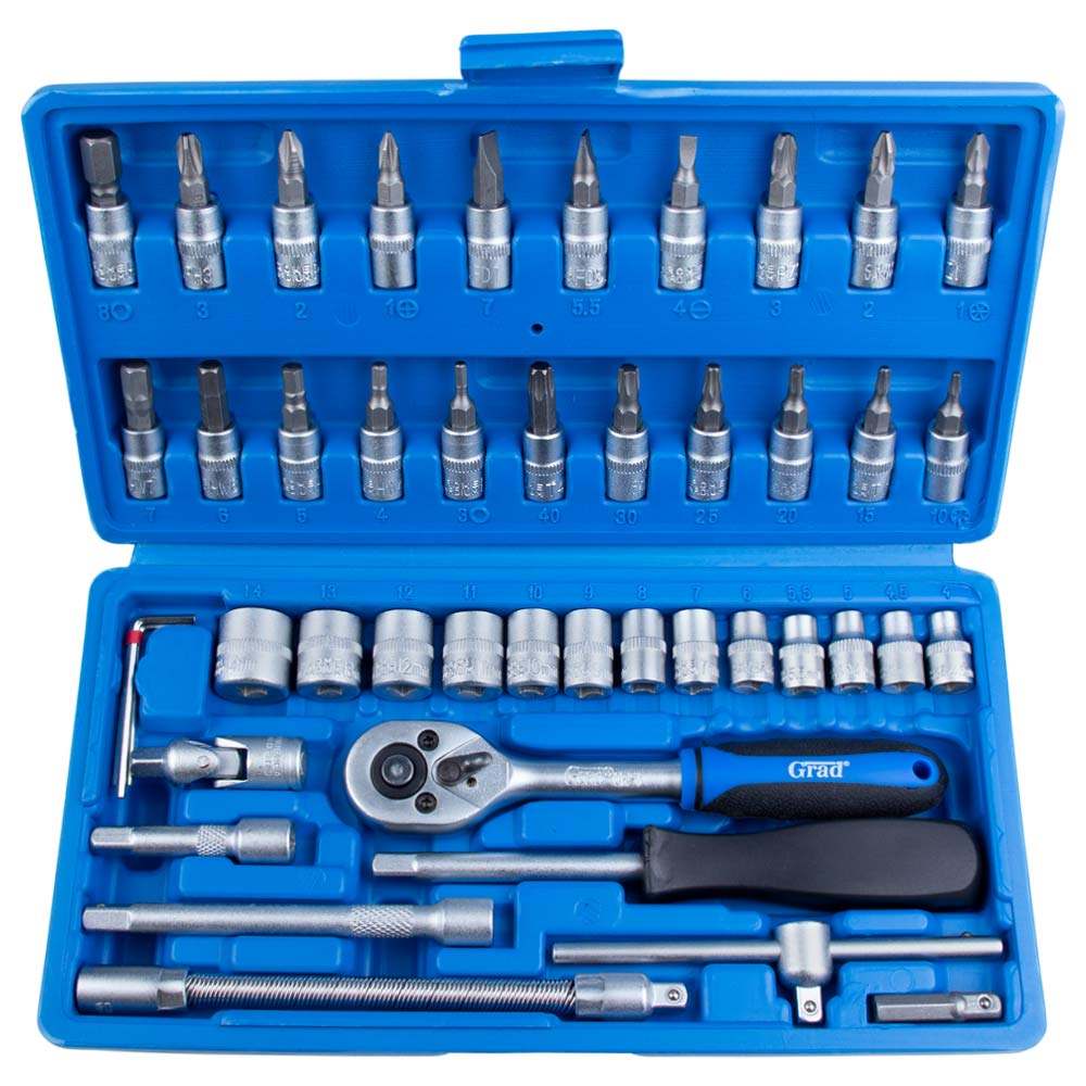 Набір насадок торцевих і біти Grad Start 1/4" 46 шт