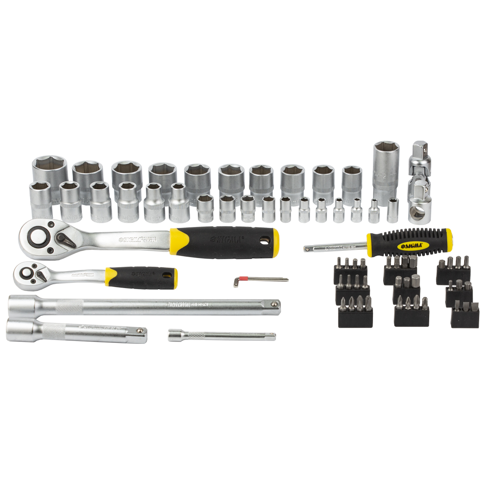 Набір насадок торцевих і біти Sigma CrV mid 1/4", 1/2" 72 шт