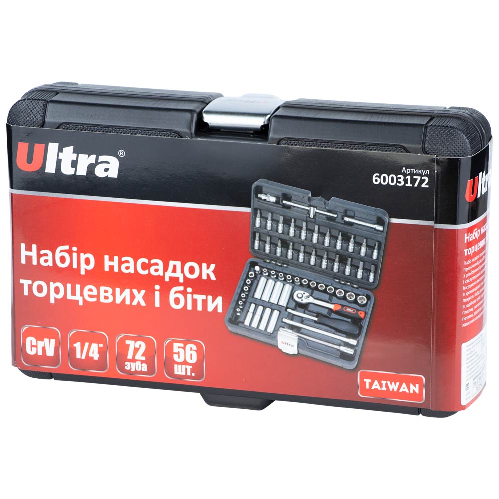Набор насадок торцевых и биты Ultra CrV Taiwan 1/4" 56 шт