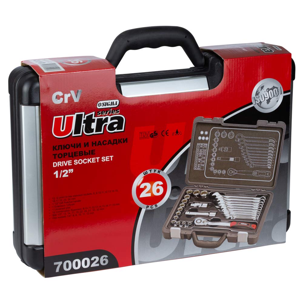 Набір насадок торцевих Ultra CrV Taiwan 1/2" + аксесуари 26 шт