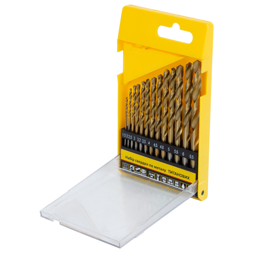 Набор сверл по металлу Sigma HSS-TIN титановых 13 шт 1.5-6.5 мм (пластиковый кейс)