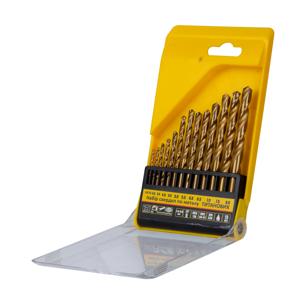 Набор сверл по металлу Sigma HSS-TIN титановых 13 шт 2.0-8.0 мм (пластиковый кейс)