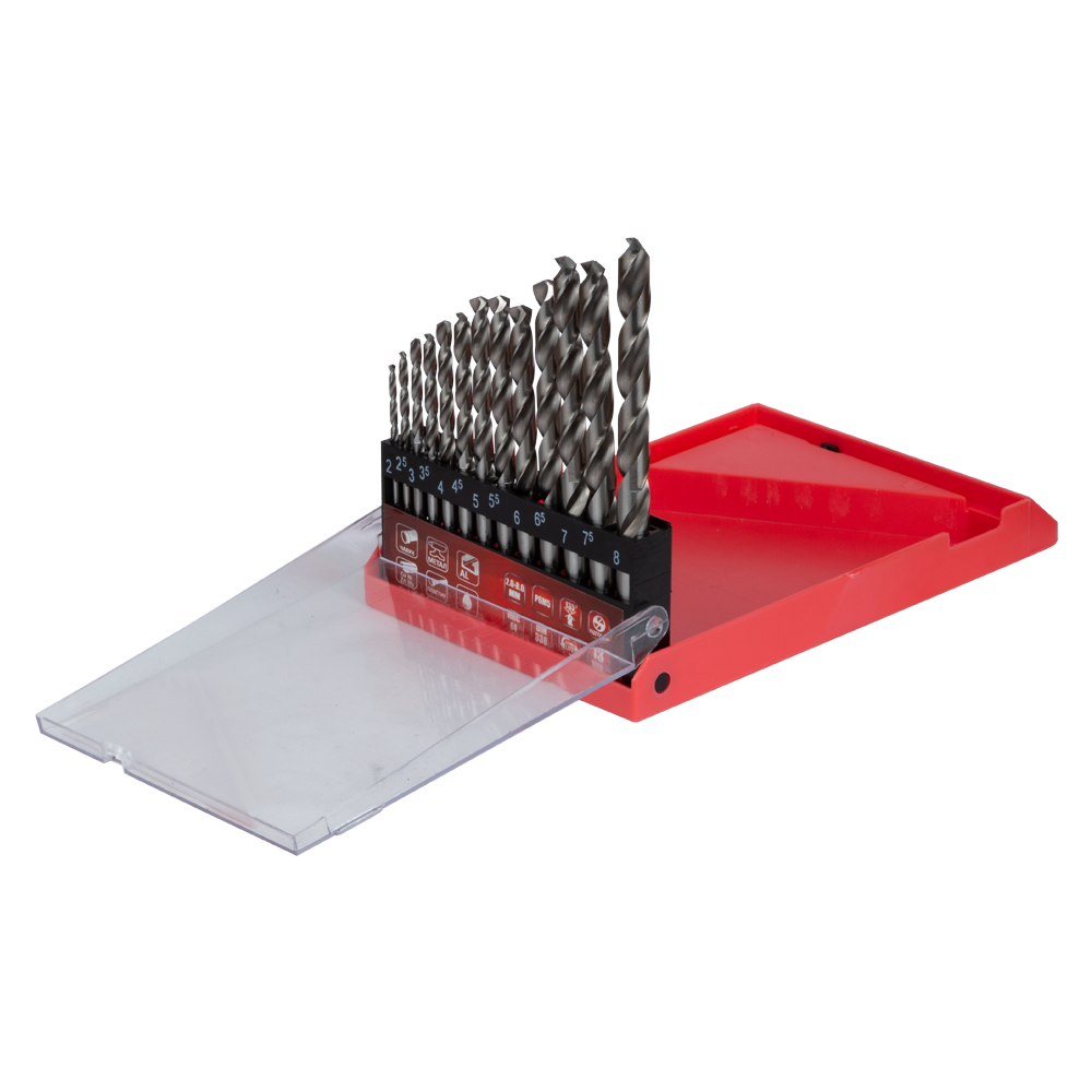 Набір свердел по металу Ultra Р6М5 полірованих 13 шт 2.0-8.0 мм (пластиковий кейс + блістер)