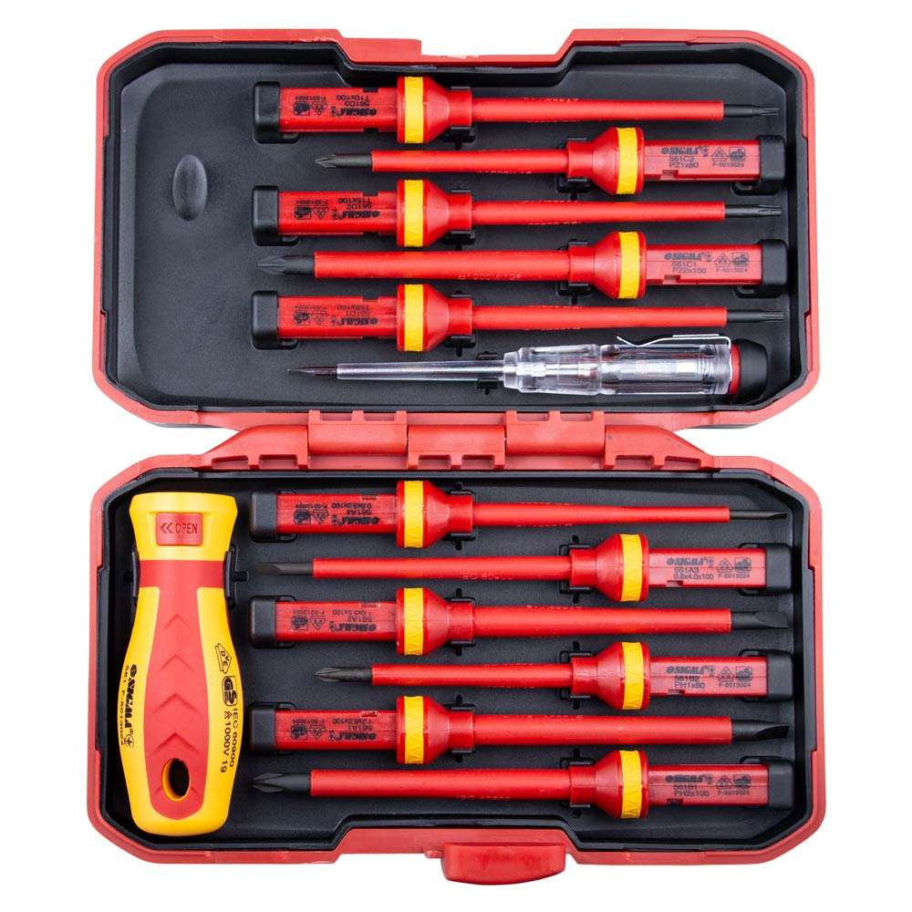 Набор диэлектрических отверток Sigma CrV 11 шт + отвертка-индикатор 250В (пластиковый кейс)