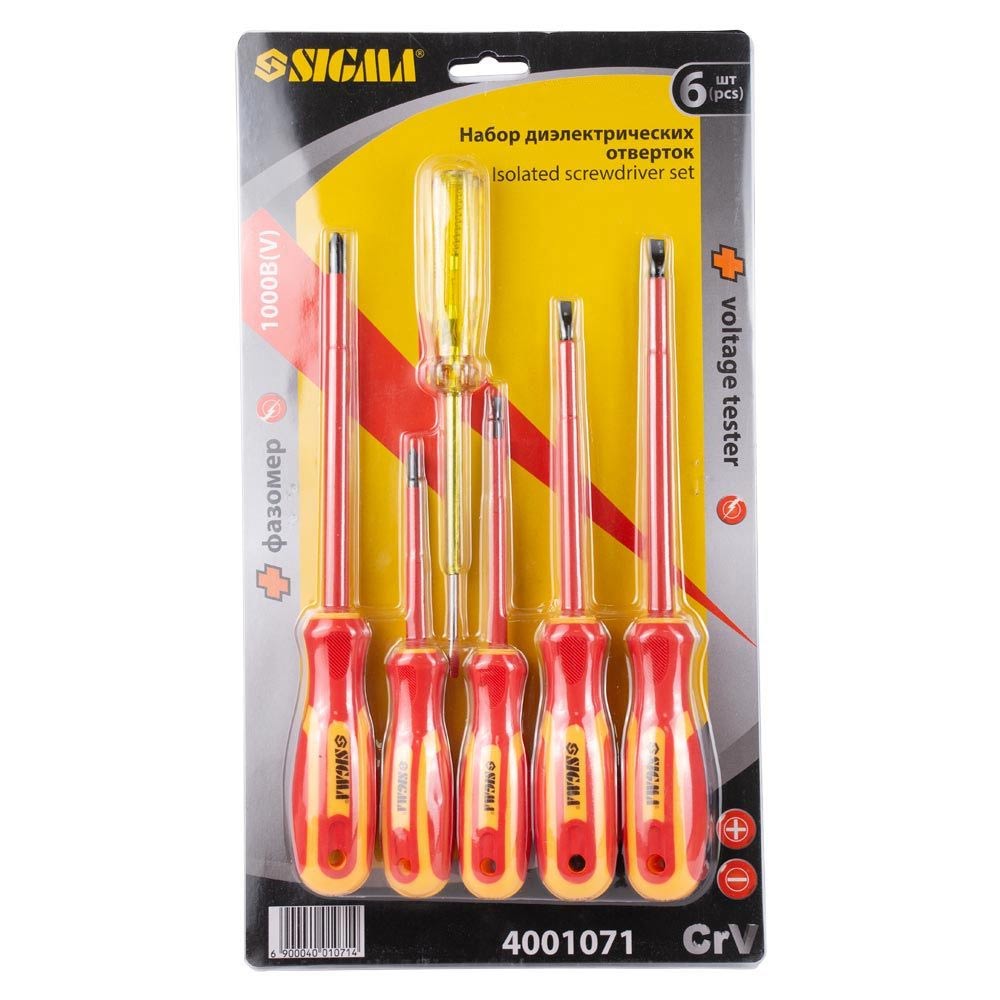 Набір викруток діелектричних Sigma CrV 5 шт + викрутка-індикатор 250В