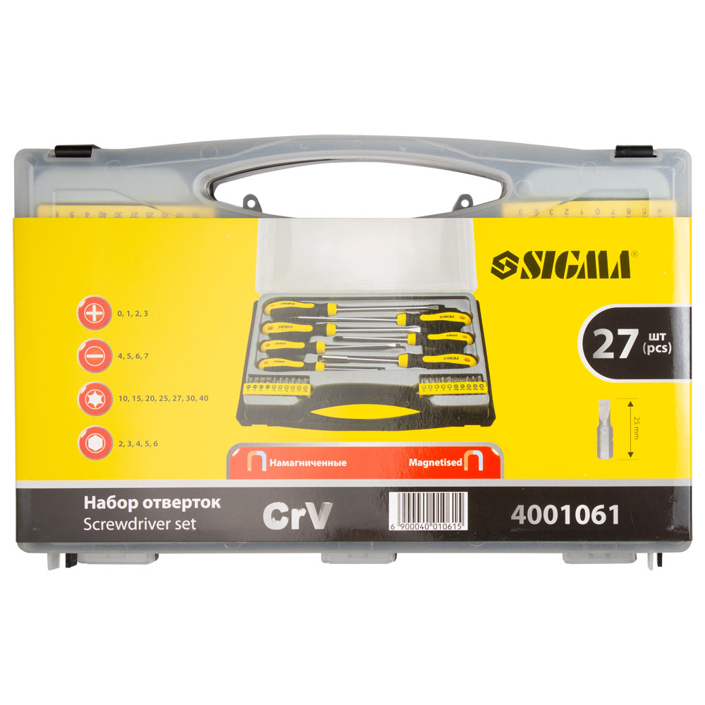 Набір викруток Sigma CrV + біти 27 шт (кейс)
