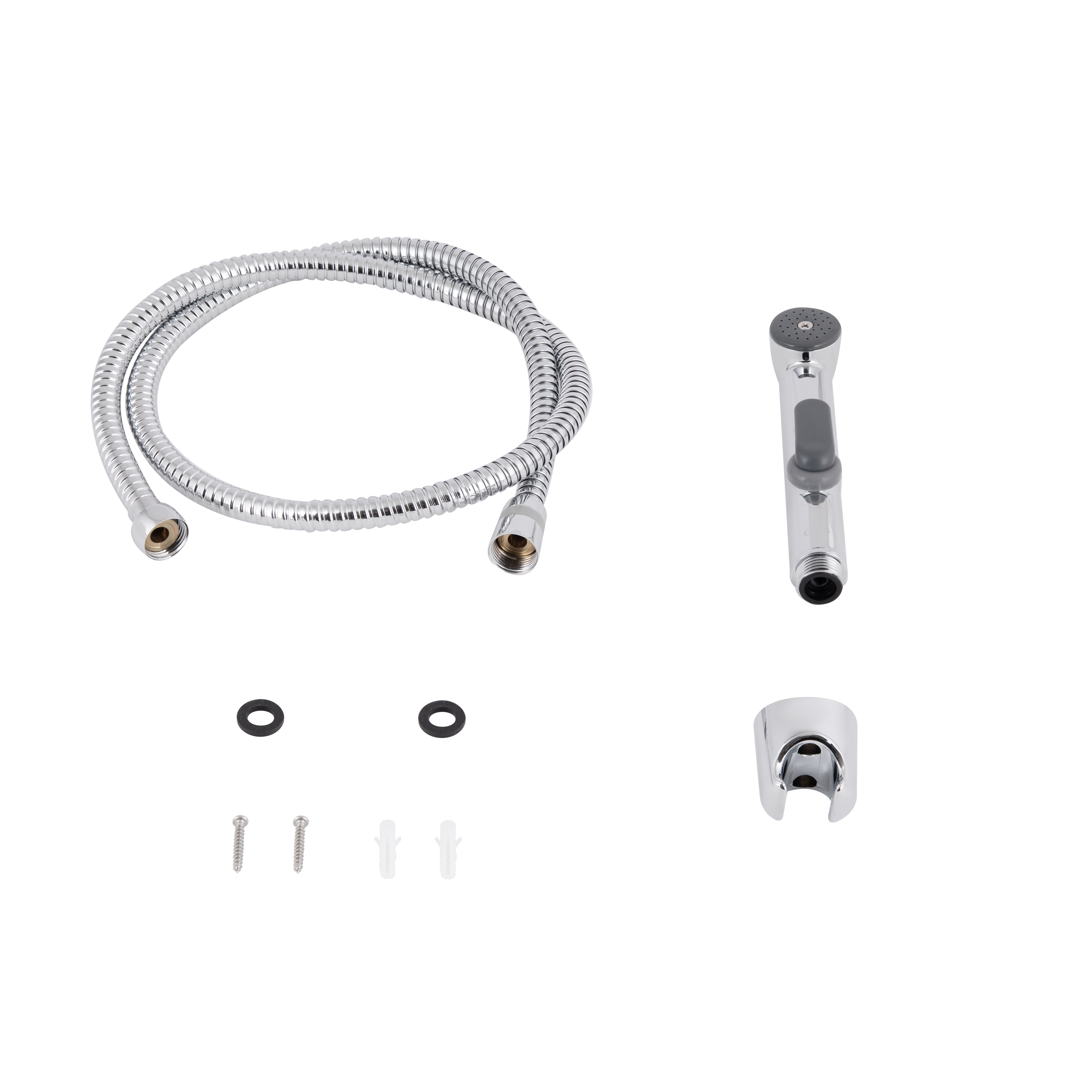 Набір для гігієнічного душу Qtap Inspai-Varius округлий Chrome/Grey (Set) (QTSETCRMA021)