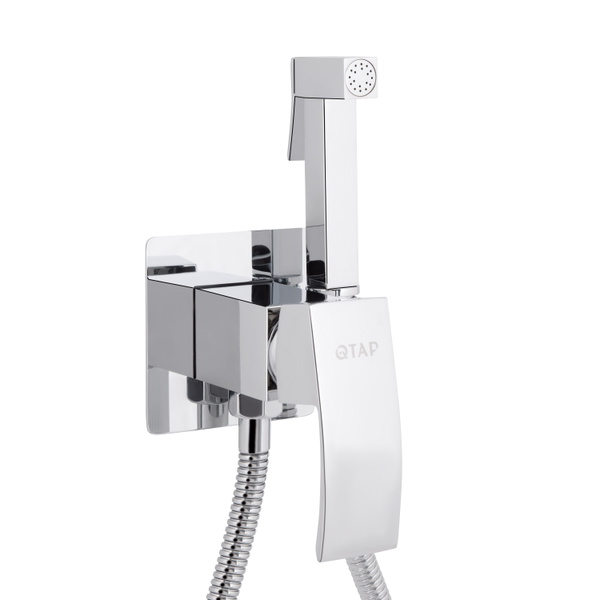 Набір для гігієнічного душу Qtap Swan Cascada прямокутний Chrome (QTSWA262CRM45567)