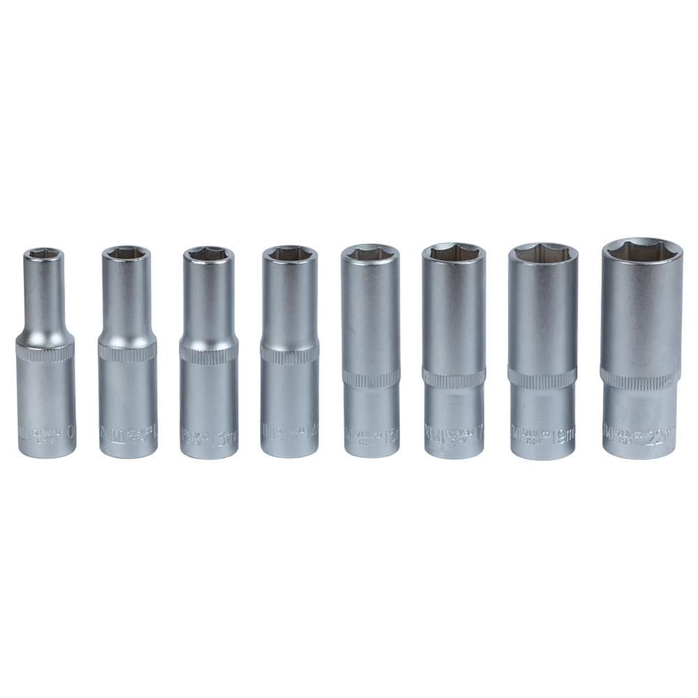Набор насадок шестигранных удлиненных Sigma CrV 1/2" на планке 8 шт